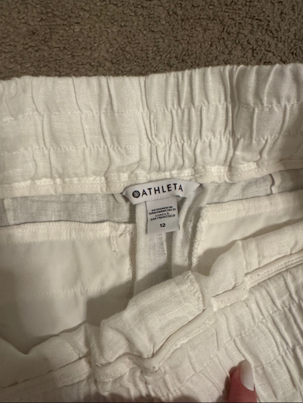 Athleta  White Jogger Linen-Blend Pants - Picture 5 of 6